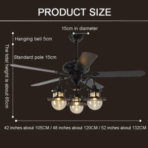 INDUSTRIAL FARMHOUSE 5-BLADE CEILING FAN WITH CAGE LED LIGHT - Image 2