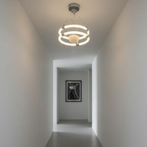 MODERN LED CEILING LIGHT FIXTURE WITH GLOBE AND RINGS - Image 3