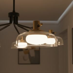 5-LIGHT MODERN CHANDELIER WITH GLASS SHADES - Image 3