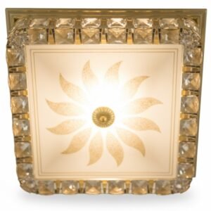 LUXURY SQUARE CRYSTAL FLUSH MOUNT CEILING LIGHT WITH FLORAL PATTERN - Image 2