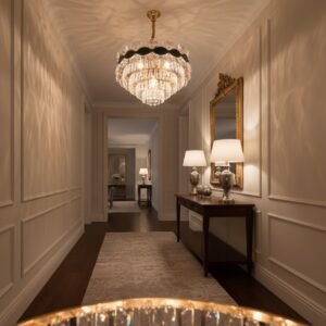 REGAL CRYSTAL AND GOLD SEMI FLUSH CHANDELIER - Image 3