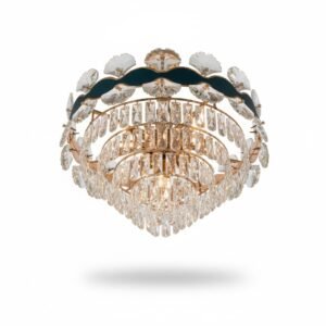 REGAL CRYSTAL AND GOLD SEMI FLUSH CHANDELIER - Image 1