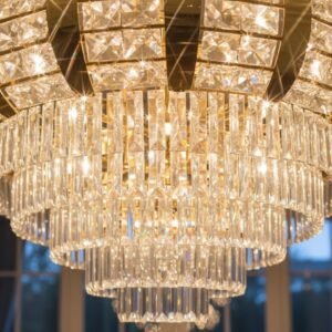 CONTEMPORARY GOLD AND CRYSTAL CHANDELIER - Image 2
