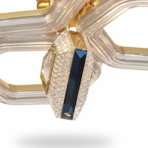 GEOMETRIC LED CHANDELIER WITH BLUE CRYSTAL ACCENT - Image 2