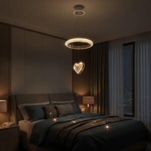 LED CHANDELIER WITH A CRYSTAL HEART-SHAPED PENDANT. - Image 3