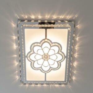 MODERN SQUARE CRYSTAL FLOWER LED FLUSH MOUNT CEILING LIGHT - Image 1