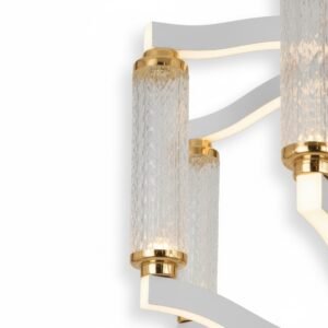 GEOMETRIC GOLD LED CHANDELIER WITH CRYSTAL ACCENTS - Image 2