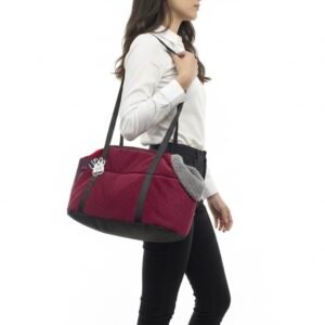 DOG CARRY BAG RED/GREY LARGE - Image 1